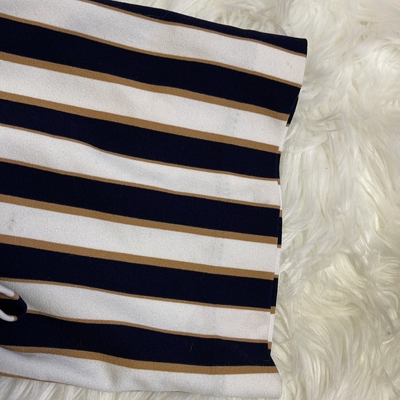 One 5 One Vertical Tan, Navy & Cream Stripped Pants - Picture 4 of 5